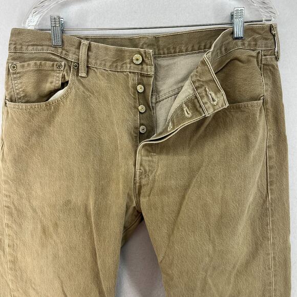LEVIS Jeans Mens 36x30 501 Denim Twill Black Batwing Y2K Washed Cotton Beige - Picture 1 of 16